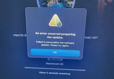新的苹果电脑还原系统提示：安装错误的Apple Silicon M1 Mac