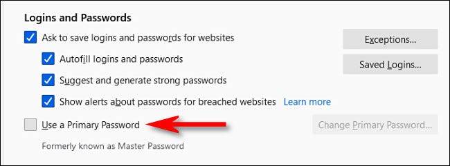 如何在Firefox的密码管理器中设置主密码