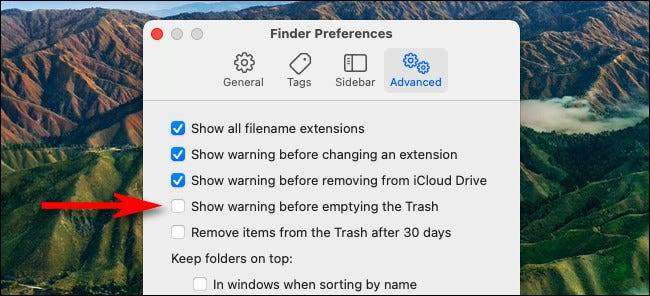 如何在Mac上禁用“清空垃圾箱”警告