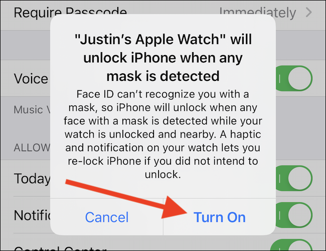 戴口罩时如何解锁iPhone（使用Apple Watch）