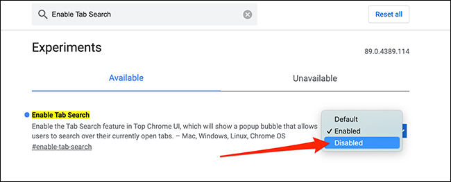 如何在Chrome中启用或禁用标签搜索图标