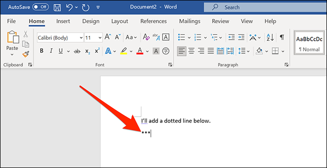 如何在 Microsoft Word 文档中添加虚线