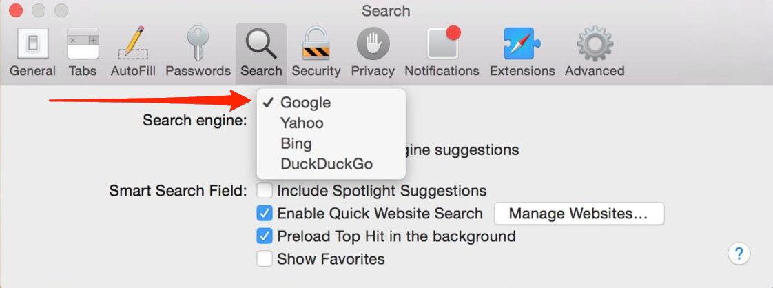 如何从 Safari Mac 中删除 Bing/Yahoo 重定向？