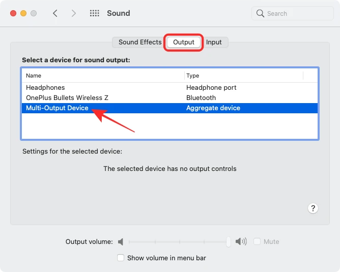 如何在 macOS 上设置多个扬声器的输出