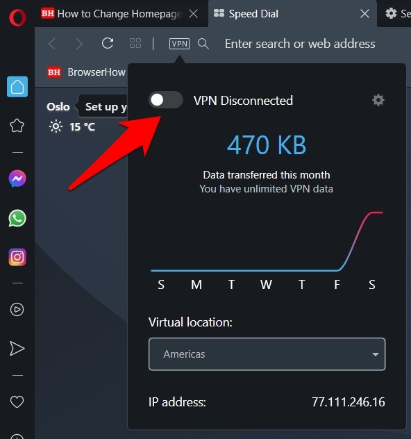 如何在电脑上使用 Opera 免费 VPN 服务？