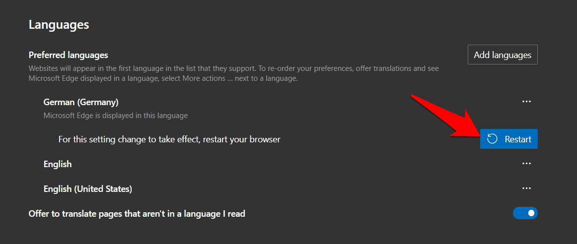 如何更改 Microsoft Edge 显示语言？