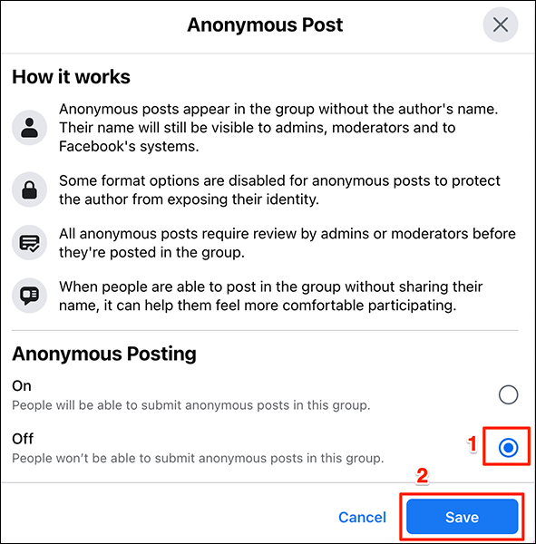 如何在 Facebook 群组中匿名发帖