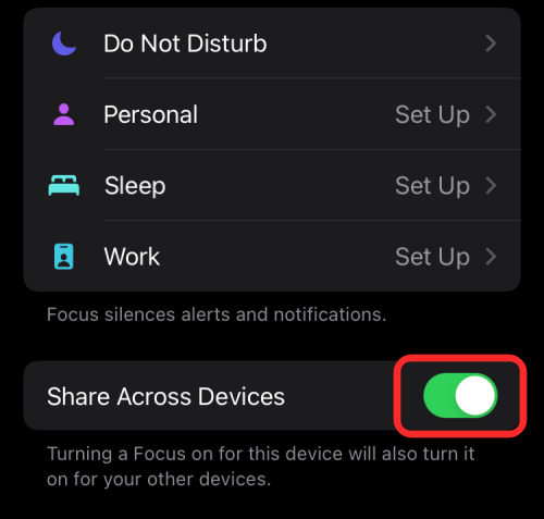 iOS 15：如何禁用跨设备同步的焦点（仅限于单个设备）