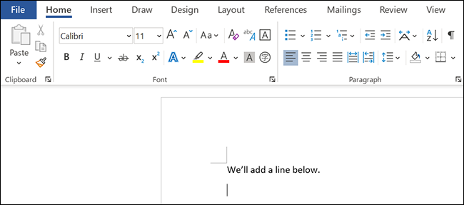 如何在 Microsoft Word 中插入一行