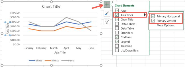如何在 Microsoft Excel 图表中添加轴标题