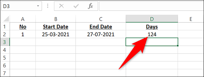 如何在 Microsoft Excel 中查找两个日期之间的天数