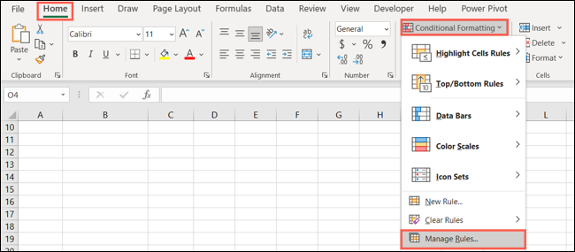 如何在 Microsoft Excel 中管理条件格式规则