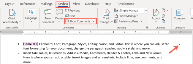 DeselectShowComments-WordHideDeleteComments