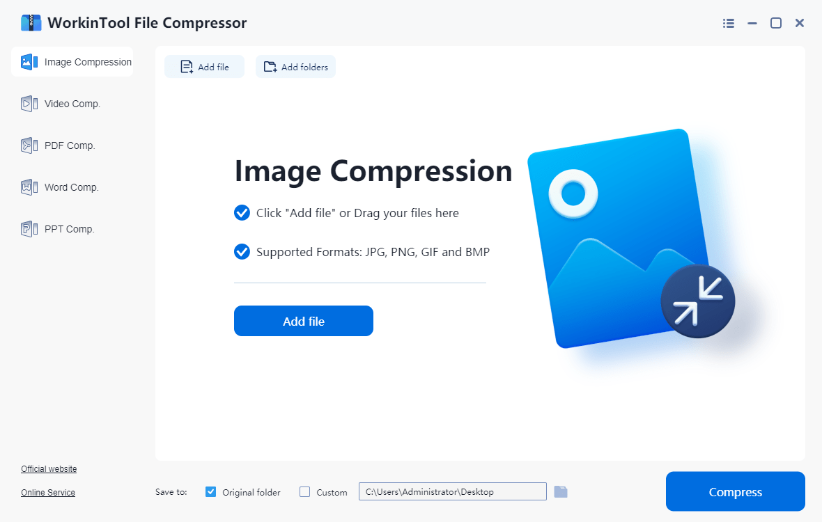 WorkinTool-File-CompressorFind-Image-CompressionAdd-file