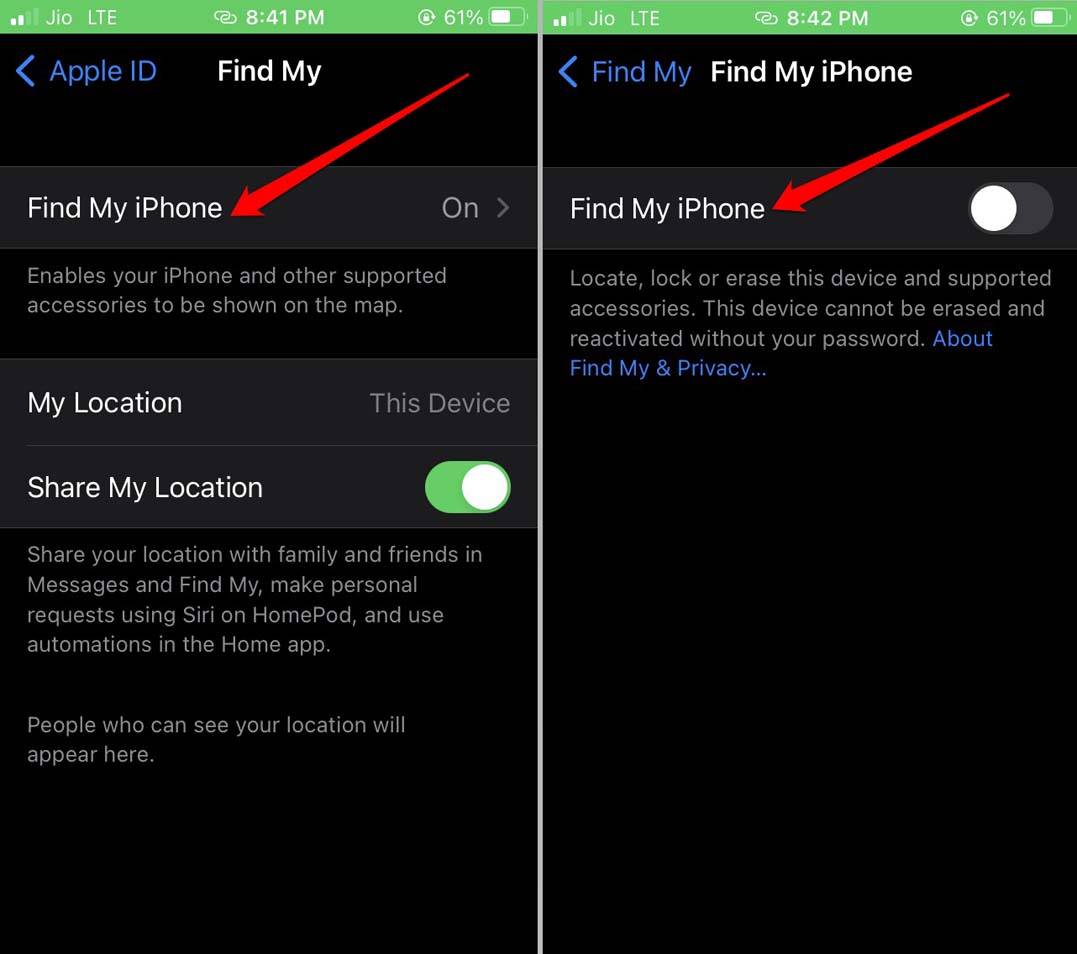 disable-find-my-iPhone
