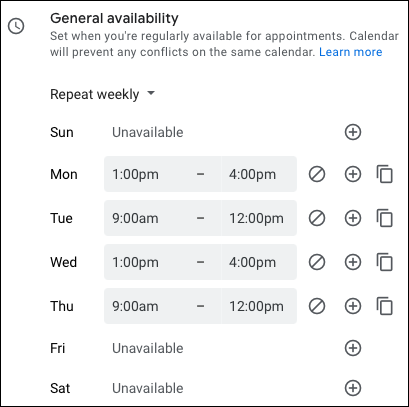 Availability-GoogleCalAppointmentSchedules