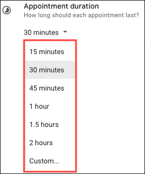 Duration-GoogleCalAppointmentSchedules