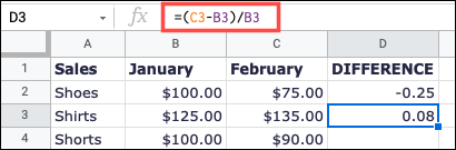 Increase-GoogleSheetsPercentageDifference