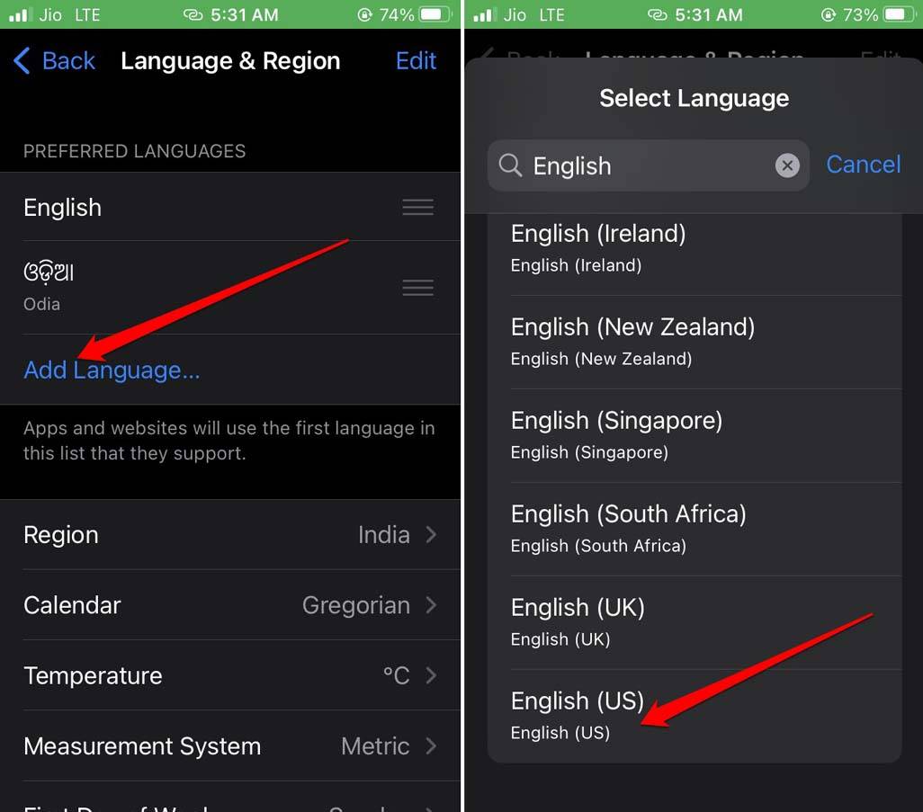 select-US-English-language