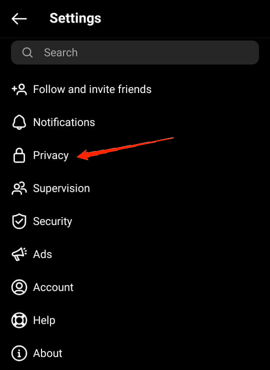 In-the-Settings-menu-locate-and-click-on-Privacy