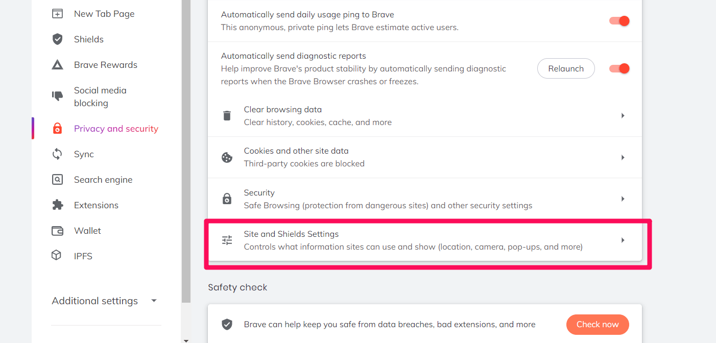 Sites_and_shield_Settings_on_Brave_Computer_browser