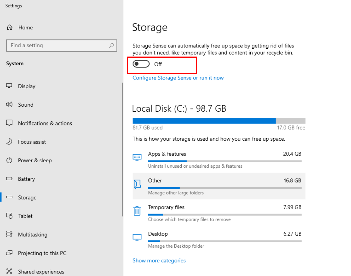 Turn-Off-Storage-Sense Turn-Off-Storage-Sense