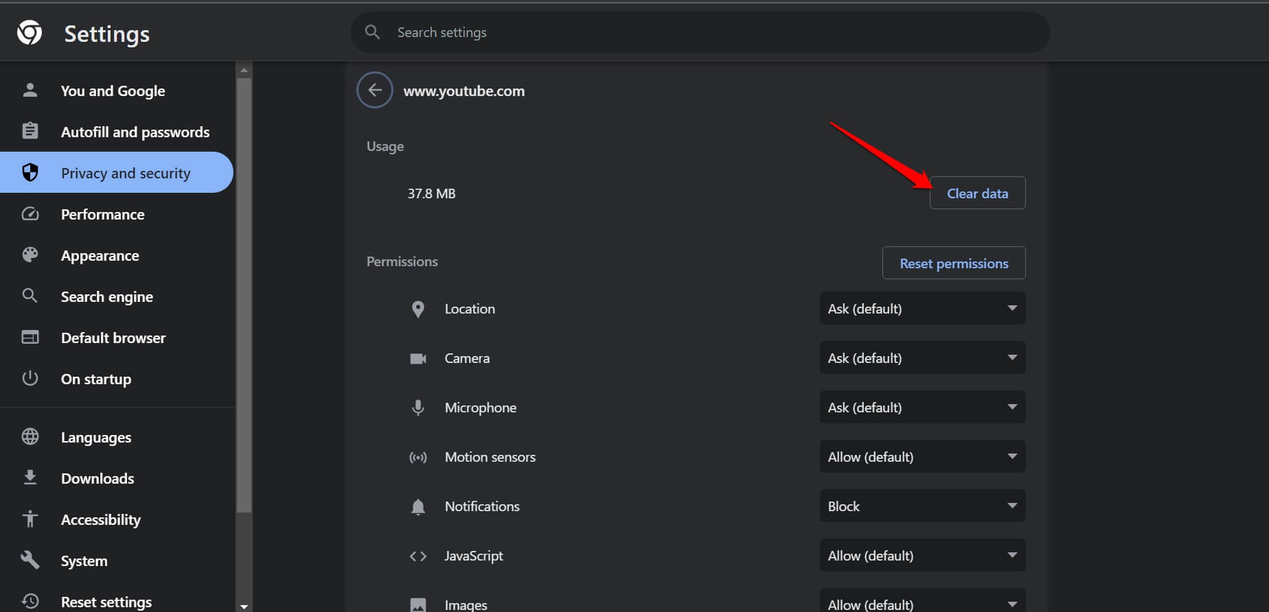 clear-data-on-YouTube-web